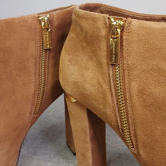 Michael Kors Haven Tan Suede Zip-Up Ankle Bootie Heels Size 9.5 - Picture 10 of 13